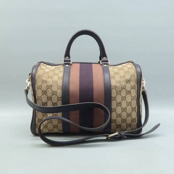 100% Authentic GUCCI Boston Brown GG Canvas Satchel 571-091824 - Picture 2 of 12